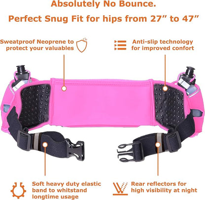 No.1 Hydration Belt by Runtasty - Premium Running Fuel Belt w/2 BPA-Free 10 oz Water Bottles, Tilt-Up Pocket w/Touchscreen-Ready Cover - Fits All iPhones, Runners Ebook & No-Bounce Design