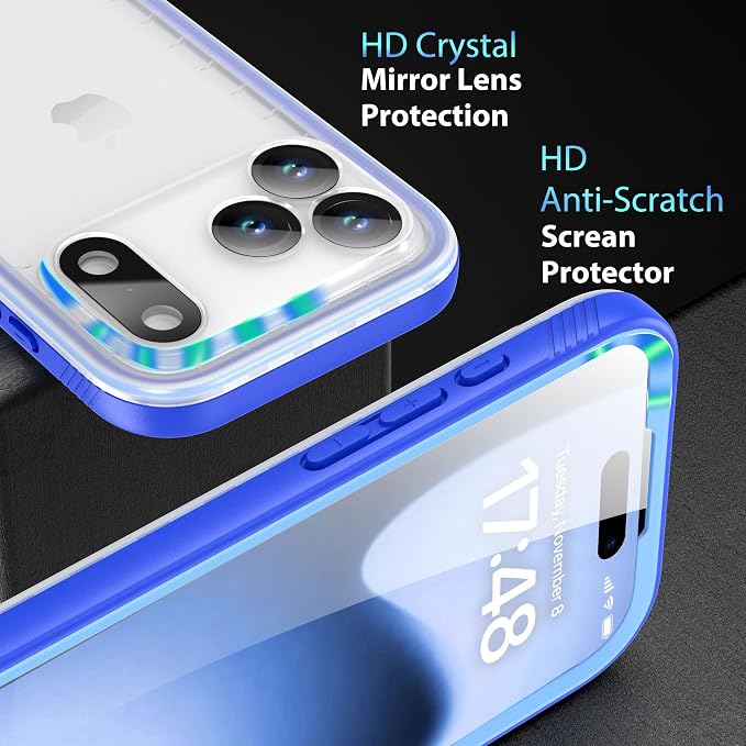 SPORTLINK for iPhone 17 Pro Max Case, IP68 Waterproof Military Protective Full Body Heavy Duty Shockproof 360 Sealed Dustproof with Camera Screen Protector Phone Cover for iPhone 17 Pro Max 6.9" Blue