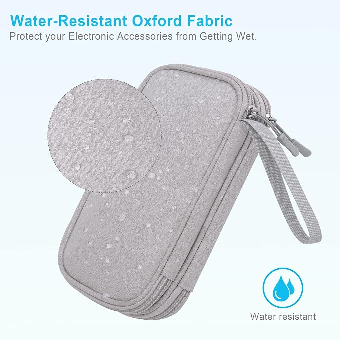 Lacdo Electronic Organizer, Travel Cable Organizer Bag Pouch Tech Electronic Accessories Carry Case Portable Double Layers Charger Case for Cable, Cords, Charger, Phone, Power Bank, Earphone, Gray