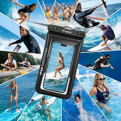 Waterproof Phone Pouch Floating 2 Pack, IP68 Waterproof Phone Case with Lanyard for iPhone 17 16 15 Pro Max, Galaxy S26 Ultra, Touch Screen, Cell Phone Dry Bag for Beach Cruise Essentials, Up to 8.5"