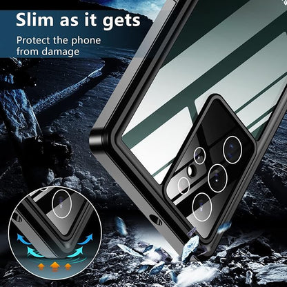 SPIDERCASE Designed for Samsung Galaxy S22 Ultra Case, Waterproof Built-in Screen Protector Full Protection Heavy Duty Shockproof Case, Green/Clear