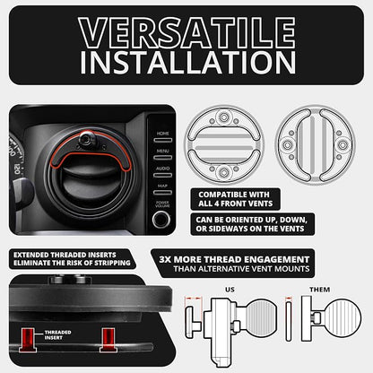 Tackform Link Vent Phone Mount Compatible with 2016-2023 Toyota Tacoma and 2014-2021 Toyota Tundra | Aluminum | Zero Slip, Anti-Scratch | Universal Holder Compatible with iPhone, Galaxy, More | Black