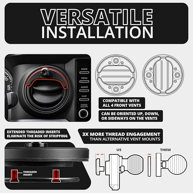 Tackform Link Vent Phone Mount Compatible with 2016-2023 Toyota Tacoma and 2014-2021 Toyota Tundra | Aluminum | Zero Slip, Anti-Scratch | Universal Holder Compatible with iPhone, Galaxy, More | Red