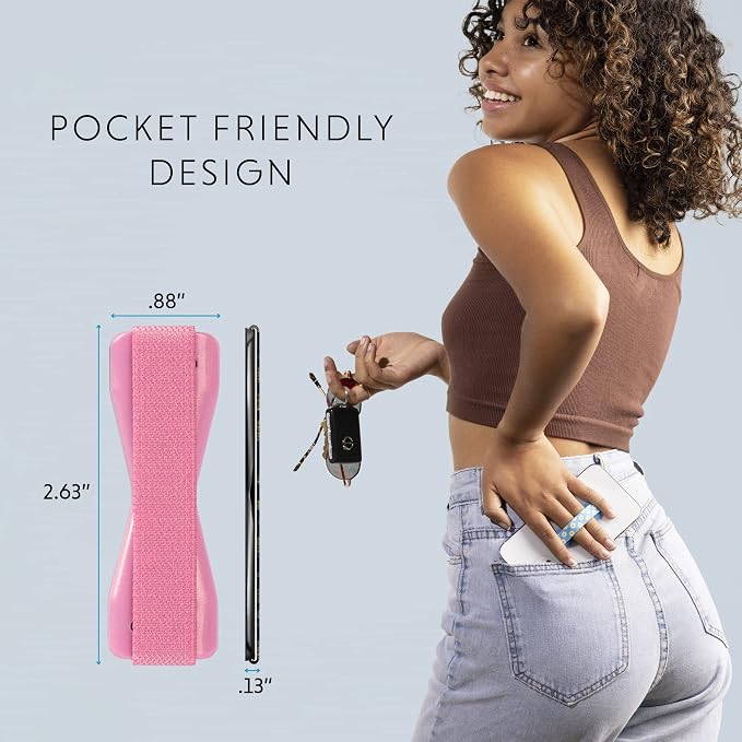 LOVEHANDLE Universal Phone Grip for Smartphones & Mini Tablets - Phone Holder for Hand - Wireless Charging Compatible - Made in The USA - Solid Blush