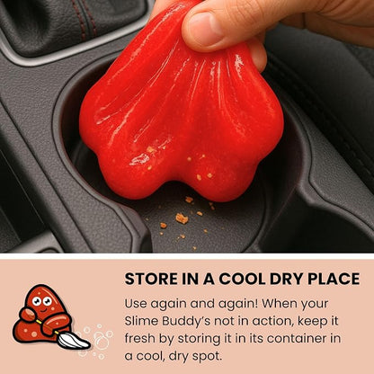 Slime Buddies Car Cleaning Gel Putty - 3 Pack Strawberry Scent Interior Detailing Tool for Cup Holder, Air Vent & Keyboard - Reusable Auto Detailing Accessory - Dust Remover Goop - Gift for Men Women