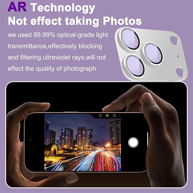 2 Pack Camera Lens Protector for iPhone 17 Pro,[Not Easy to Breakn ] AR Tempered Glass Strong Adsorption Metal Camera Cover Screen-Silvery