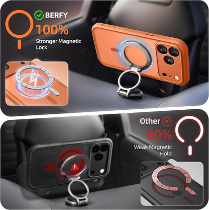 BERFY for iPhone 17 Pro Max Case, Compatible with MagSafe, Built-in Glass Screen Protector, Camera Protection, Shockproof Full Body Phone case 6.9", Translucent Cosmic Orange