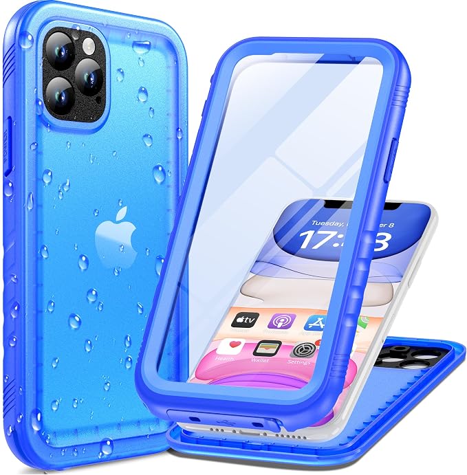 Cozycase Waterproof Case for iPhone 11 Pro Max, Shockproof Full-Body Rugged Bumper Sealed Case with Built-in Screen Protector for iPhone 11 Pro Max 6.5 inches 2019 Release - Blue