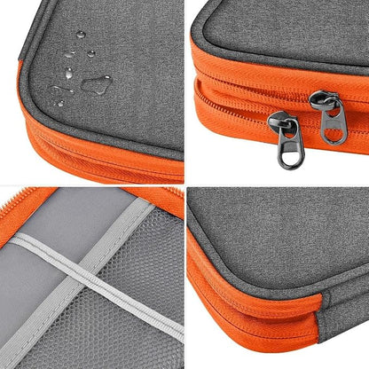 ZINMARK Portable Cable Organizer Case,Travel Pouch with Double-Layer Storage for Cables,Chargers,Earbuds & Phone,Dark Gray Orange
