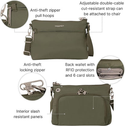 Baggallini womens Securtex Anti-theft Memento Crossbody Bag