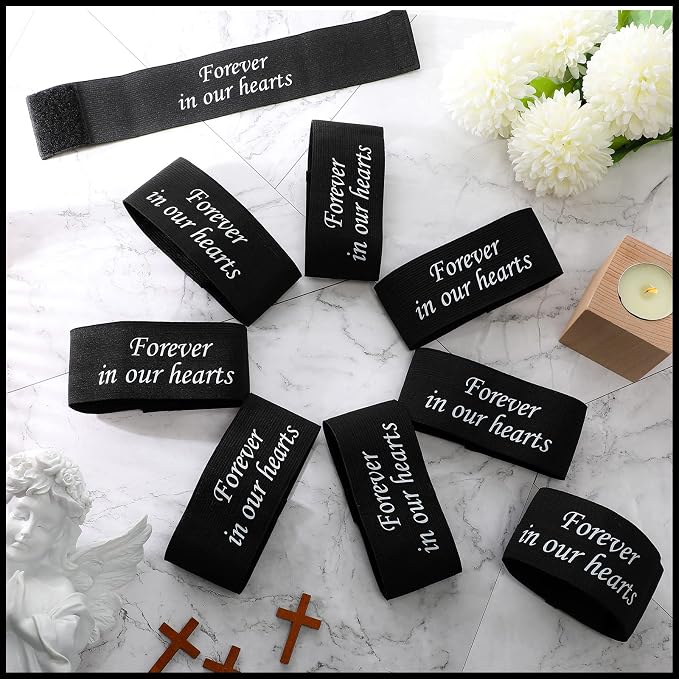 Unittype 25 Pcs Mourning Arm Band, Elastic Adjustable Funeral Armband for Mourning Funeral Memorial Condolence Respect Event, Black