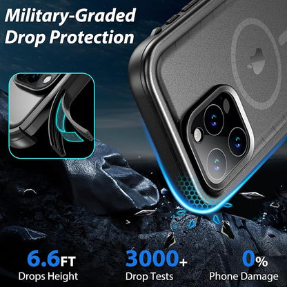 SPORTLINK for iPhone 15 Pro Max Case - IP68 Waterproof Military Protective Full Body Heavy Duty Shockproof 360 Sealed Dustproof with Camera Screen Protector Cover for i Phone 15 Pro Max 6.7" Mag/Black