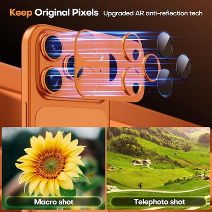 Jeluse Compatible with iPhone 17 Pro Max Camera Lens Protector, Strong Adhesion Full Coverage Metal Aluminum Alloy Ultra Clarity Tempered Glass Camera Screen Protector