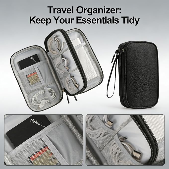 Travel Storage Box - Hard EVA Protective Cover for Mobile Power Bank, Charger, Cable, Phone and Accessories - Portable Storage Bag for Airplane, Business Travel, Home Furnishings