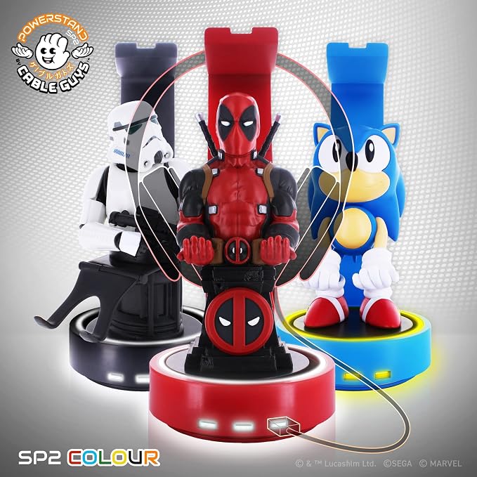 Cable Guys Powerstand SP2: RED - Light Up Three Port Charging Station & Headphone Cradle for Cable Guys, The Original Mobile Phone & Gaming Controller Holder, Exquisite Gaming