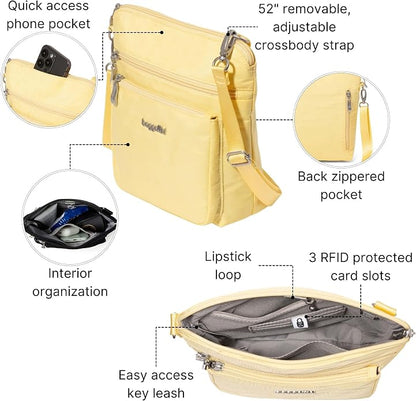 Baggallini Modern Pocket Crossbody Bag for Women, 8.5"x8.5" Handbag Purse with RFID, Lightweight Water-Resistant
