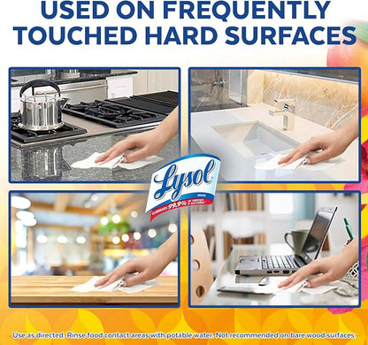 Lysol Disinfectant Wipes, Multi-Surface Cleaning Wipes, Dorm Room Essentials For Disinfecting and Cleaning, Mango & Hibiscus 80ct