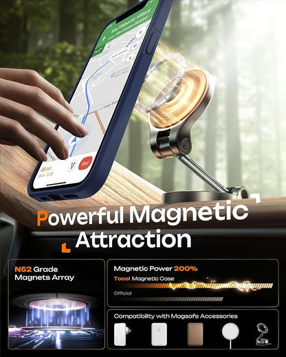 TOCOL Magnetic for iPhone 12 Pro Max Case, Upgraded Full Camera Protection, Compatible with Magsafe, Drop Protection, Translucent Matte Back Bumper Phone Cover 6.7-Inch（Dark Blue）