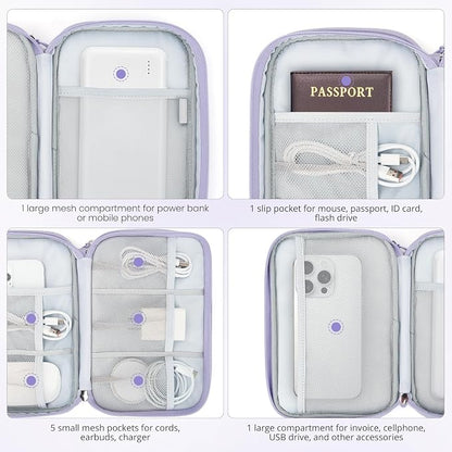 Skycase Tech Pouch - Lightweight Electronics Organizer Travel Case - Double Layers Cable Organizer - All-in-One Storage Bag for Charger, Cord, Phone, Flash Drive, Essentials - XL