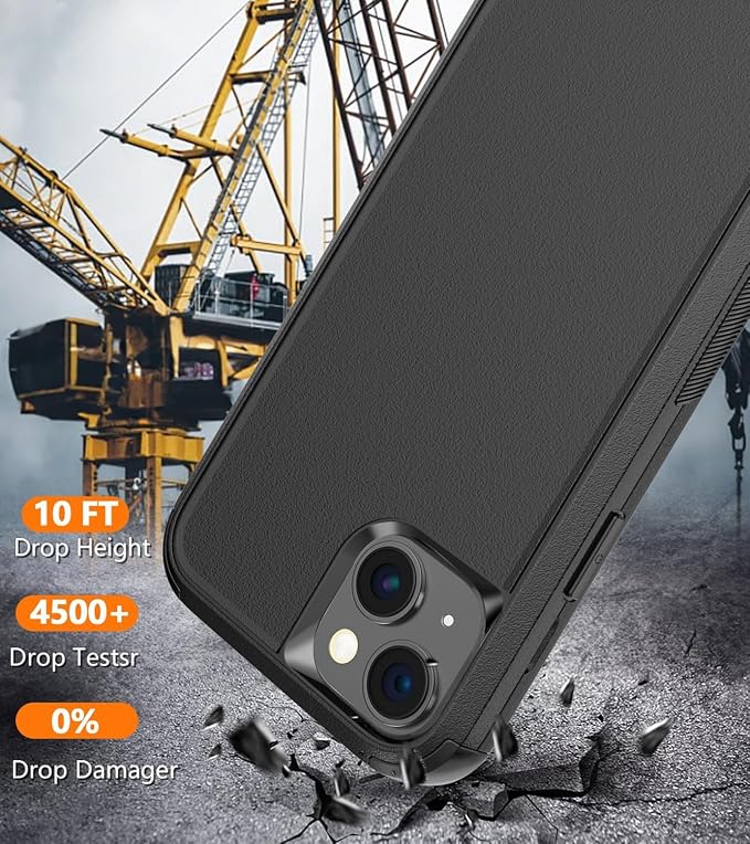 for iPhone 15 Case [Shockproof] [Dropproof] [with Screen Protector ] Heavy Duty Protection Phone Case Cover - Black
