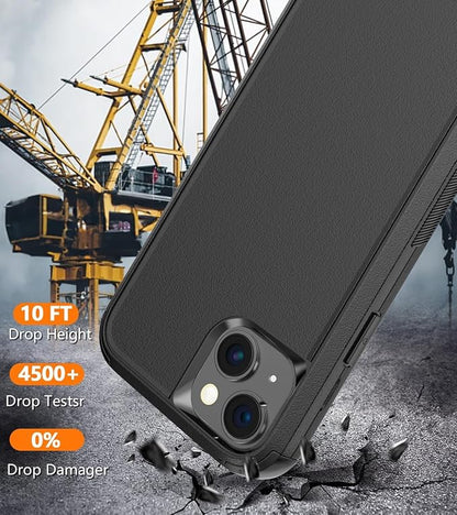 for iPhone 15 Case [Shockproof] [Dropproof] [with Screen Protector ] Heavy Duty Protection Phone Case Cover - Black