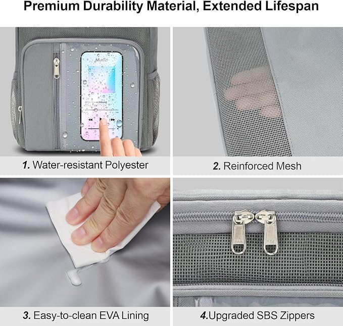 F-color Shower Caddy Portable for College Dorm Essentials - Large Hanging Sturdy Handle Toiletry Tote Bag with Hook, Multiple Pockets, Quick Dry Organizer for Camping, Travel, Gym, Grey