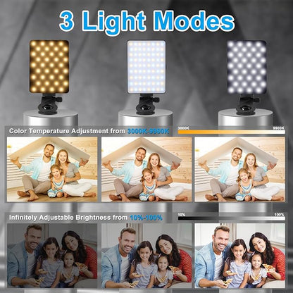 Selfie Phone Light with Front & Back Clips, LED Video Light Photography Lighting Lamp with 3 Light Modes for iPhone Computer Laptop Cameras Vlogging Makeup Tiktok