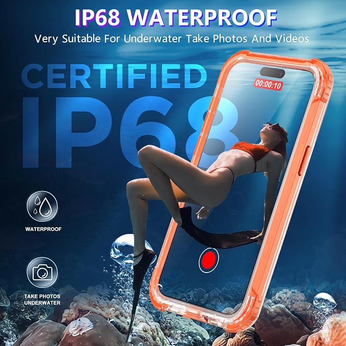2025 New for iPhone 15 Pro Max Case Waterproof, [Compatible With MagSafe][Built-in Screen & Camera Protector][Full Body Shockproof][IP68 Underwater][Dustproof][Dropproof] Phone Case 6.7"
