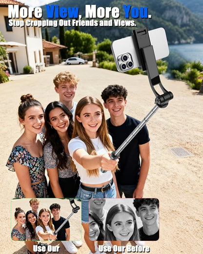 40" Selfie Stick with Light & Wireless Remote, Portable Phone Tripod Stand for iPhone & Android, Lightweight Foldable Selfie Stick for Travel, Vlogging, and Live Streaming