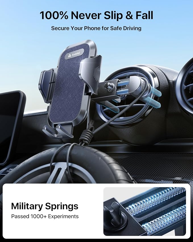 andobil Universal Car Phone Holder [Round Vent Friendly] Phone Mount for Car Circle Vent, Sturdy Clip 360° Rotation Cell Phone Car Holder Mount for Ford Mercedes Benz Toyota fit iPhone Samsung Blue