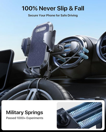 andobil Universal Car Phone Holder [Round Vent Friendly] Phone Mount for Car Circle Vent, Sturdy Clip 360° Rotation Cell Phone Car Holder Mount for Ford Mercedes Benz Toyota fit iPhone Samsung Blue