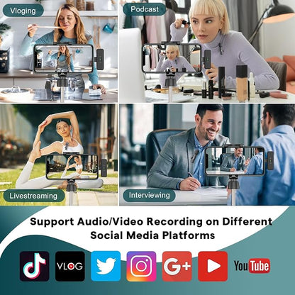MAYBESTA Wireless Mini Microphone for iPhone, Android Phone - Lavalier Lapel Mic for Audio Video Recording - Clip on Content Creator Microphones for YouTube Tiktok Podcast Vlogging