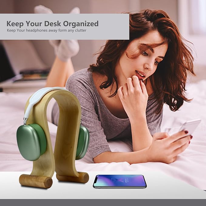SAMDI Leather Headphone Stand Headset Stand Headphone Holder Universal Gaming Headset Holder - Birch
