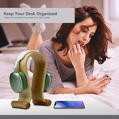 SAMDI Leather Headphone Stand Headset Stand Headphone Holder Universal Gaming Headset Holder - Birch