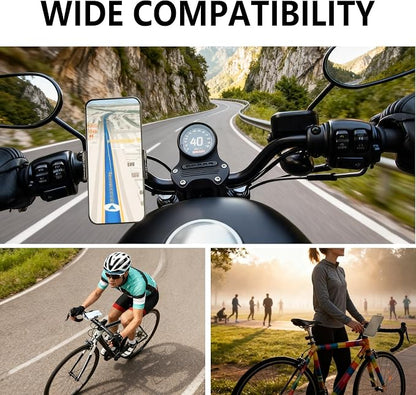 Bike Phone Holder, Motorcycle Phone Mount, Aluminum Alloy Bicycle Handlebar Cell Phone Stand, 360°Rotate Ebike Scooter Phone Clamp Clip, Suitable for 4.5-7.0" Smartphones (Black)