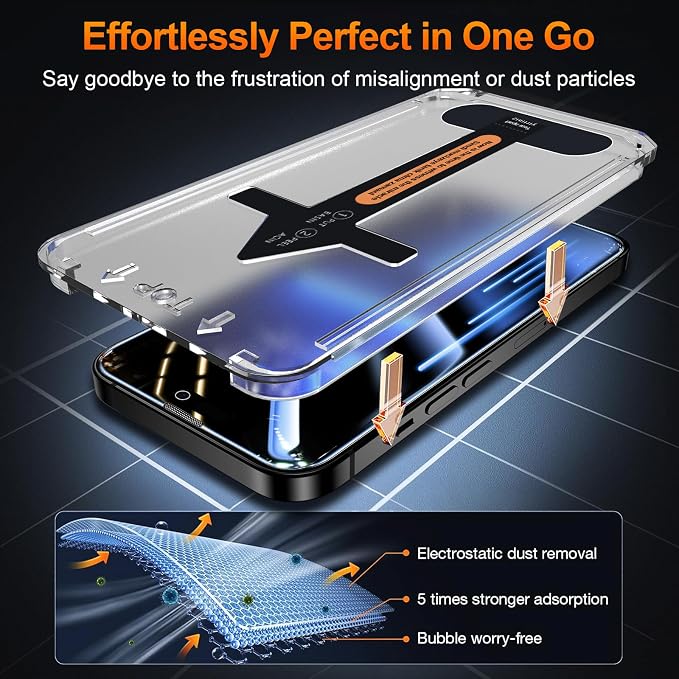 2 Pack for iPhone 15 Privacy Tempered Glass Screen Protector 6.1 Inch, 9H Hardness, Scratch Resistant with Updated Easy Installation Tool