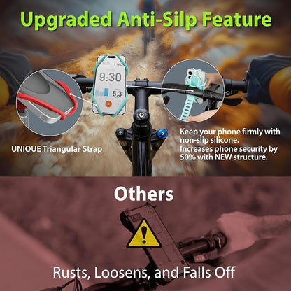 Bone Bike Tie 5, Bike Cell Phone Mount for Handlebar, Scratch-Free Silicone Holder with Anti-Slip & Shock-Absorbing Design, Cycling Phone Holder Compatible with Most Smartphones (Red - Handlebar)
