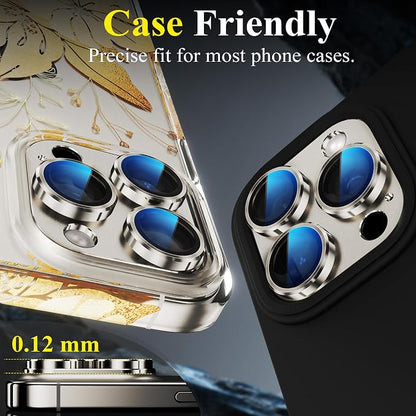 YWXTW Designed for iPhone 16 Pro/iPhone 16 Pro Max Camera Lens Protector, [1:1 Perfect Fit] Full Coverage Matte Metal Tempered Glass Camera Screen Cover Accessories, Case Friendly (Natural Titanium)