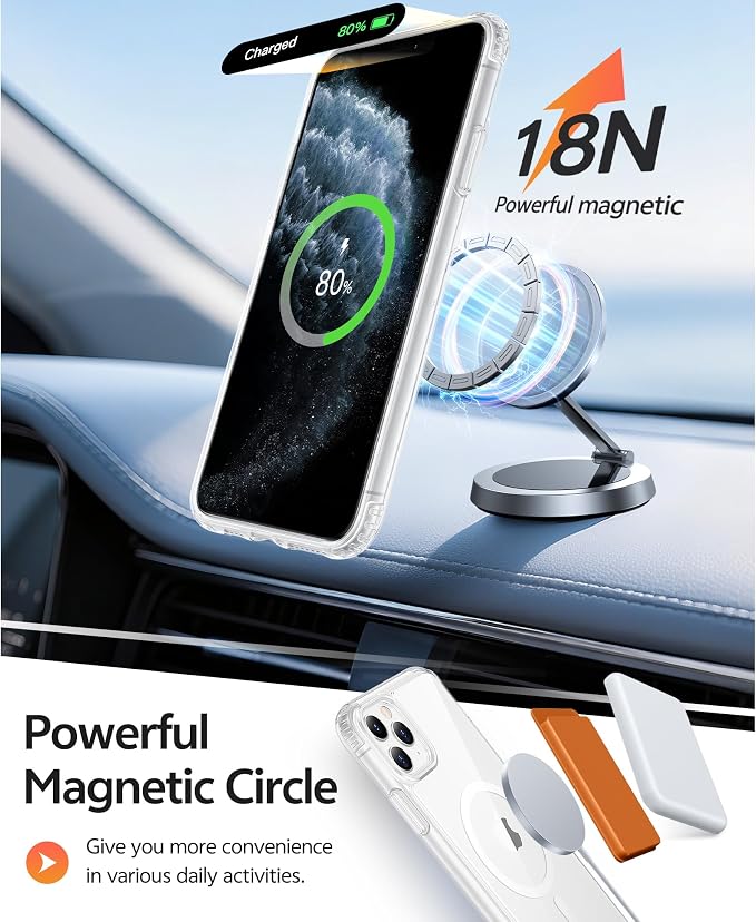 FNTCASE for iPhone 11 Pro Case, Fit for Magsafe, Clear Anti Yellowing | Magnetic Phone Cases, 14FT Military Grade Drop Protection, Slim Shockproof Protective Cover, Transparent