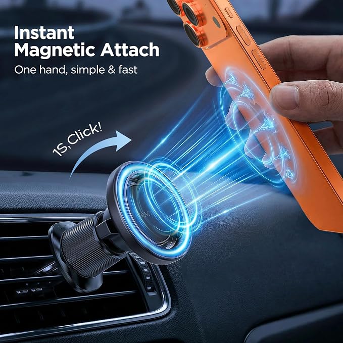 Miracase Car Phone Holder for Magsafe [Super Strong Magnets] Magnetic Phone Holders for Your Car, 360° Adjustable Air Vent Hands Free Cell Phone Mount Cradle Fit iPhone 17-12 & All Smartphones, Black