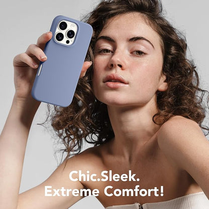 GONEZ Magnetic for iPhone 16 Pro Case, Compatible with MagSafe, [Screen Protector + Camera Lens Protector], Silicone Shockproof Anti-Scratch Protective Phone Case 6.3 inch, Lavender Gray