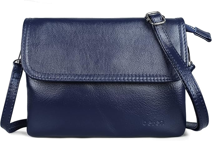 befen Genuine Leather Small Crossbody Bags for Women Cell Phone Bag Cross Body Purses,Silver Zipper