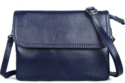 befen Genuine Leather Small Crossbody Bags for Women Cell Phone Bag Cross Body Purses,Silver Zipper