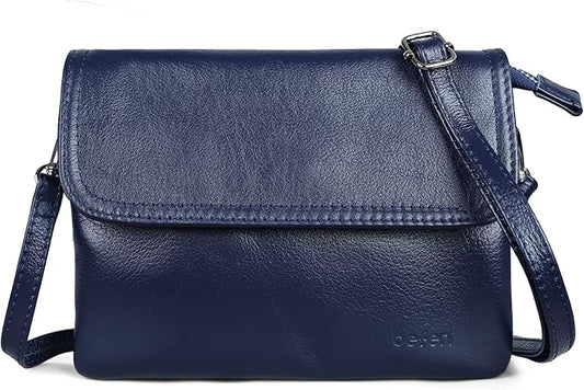 befen Genuine Leather Small Crossbody Bags for Women Cell Phone Bag Cross Body Purses,Silver Zipper