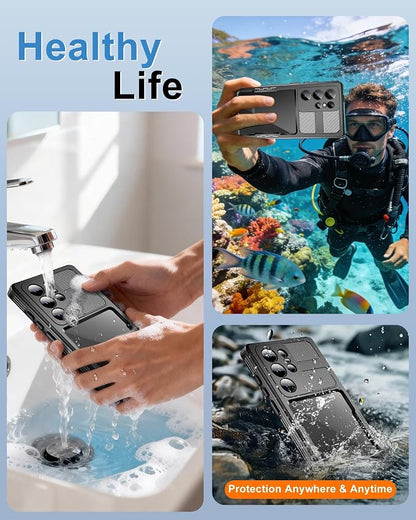 for Samsung Galaxy S23 Ultra Waterproof Case, [IP68 Water Proof] [Built-in Screen Protector], Magnetic Heavy Duty Military Grade Rugged Phone Case for S 23 Ultra 6.8", Black