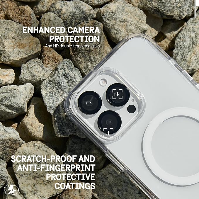 Pelican Camera Lens Protector w/Aluminum Rings for iPhone 16 Pro Max/iPhone 16 Pro - 9H Tempered Glass - Durable Anti-Scratch, Anti-Shatter, HD View w/Night Shoot, Case Friendly, Easy Install - Black