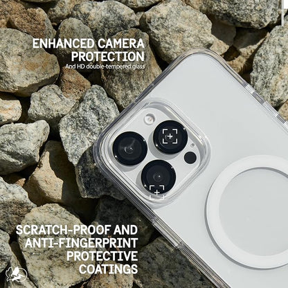 Pelican Camera Lens Protector w/Aluminum Rings for iPhone 16 Pro Max/iPhone 16 Pro - 9H Tempered Glass - Durable Anti-Scratch, Anti-Shatter, HD View w/Night Shoot, Case Friendly, Easy Install - Black