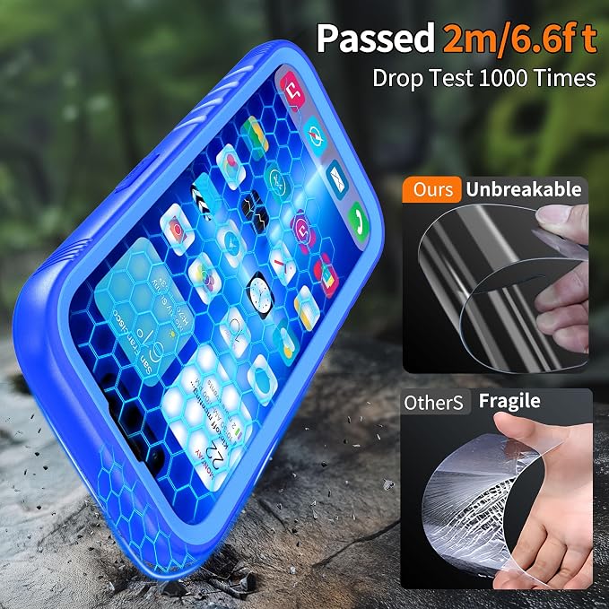 Cozycase for iPhone 15 Plus Waterproof Shockproof Dustproof Case - Heavy Duty/360 Full Body/Military Grade/Protective/Rugged 【8FT Drop Proof】 Built in Screen/Camera Protector with Lanyard Blue