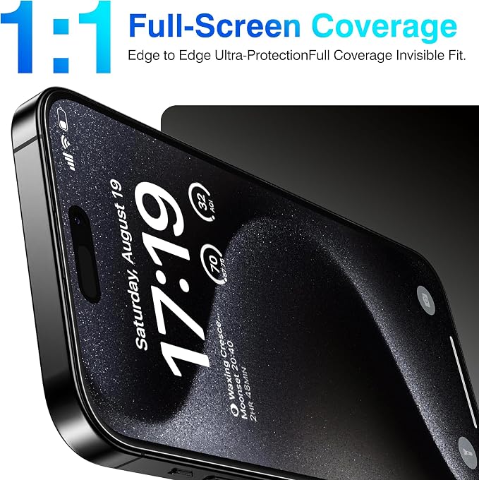 EZ-GLAZ- 4 Pack for iPhone 15 Pro Max Screen Protector [6.7"] With 2 Pack Camera Lens Protector, 9H+ Hardness 12FT Military Grade Shatterproof Scratch Resistant Durable Tempered Glass Film with Flawless Fit Kit, HD Clear