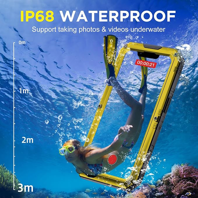 Beasyjoy Waterproof Case for iPhone 13 Pro Max, Built in Screen Protector Metal Full Body Defender Case, Military Grade Rugged Heavy Duty Shockproof Armor Tough Phone Case 6.7'' (Yellow)